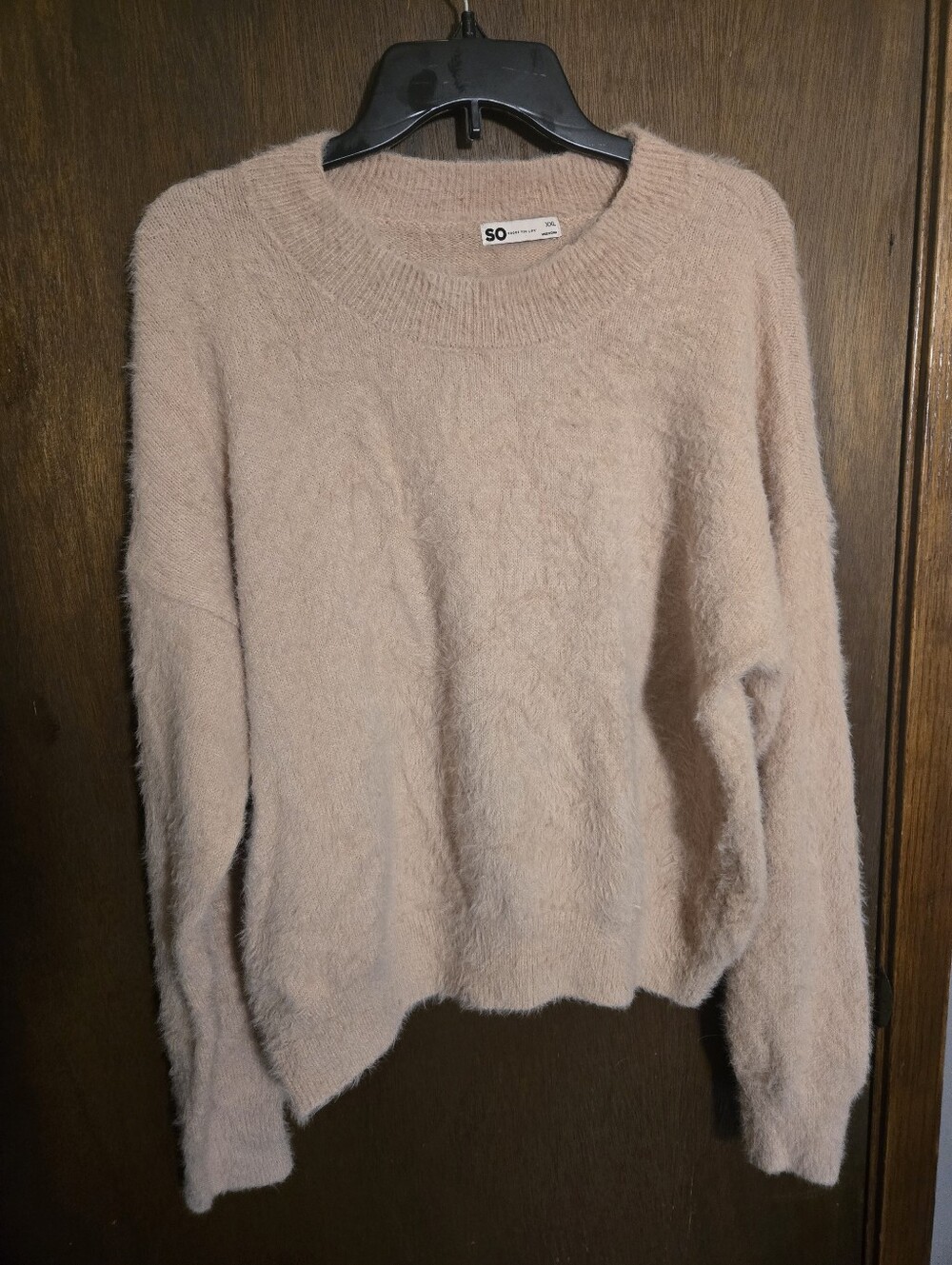 SO Fuzzy Crewneck Sweater in Blush Pink XxL